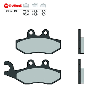 Pastillas de Freno para Motocicleta R-Attack S037CS, de Cerámica de Carbono, Delanteras y Traseras, 76.5x41.9x9.0mm, Homologadas para R90 - Product Image 1