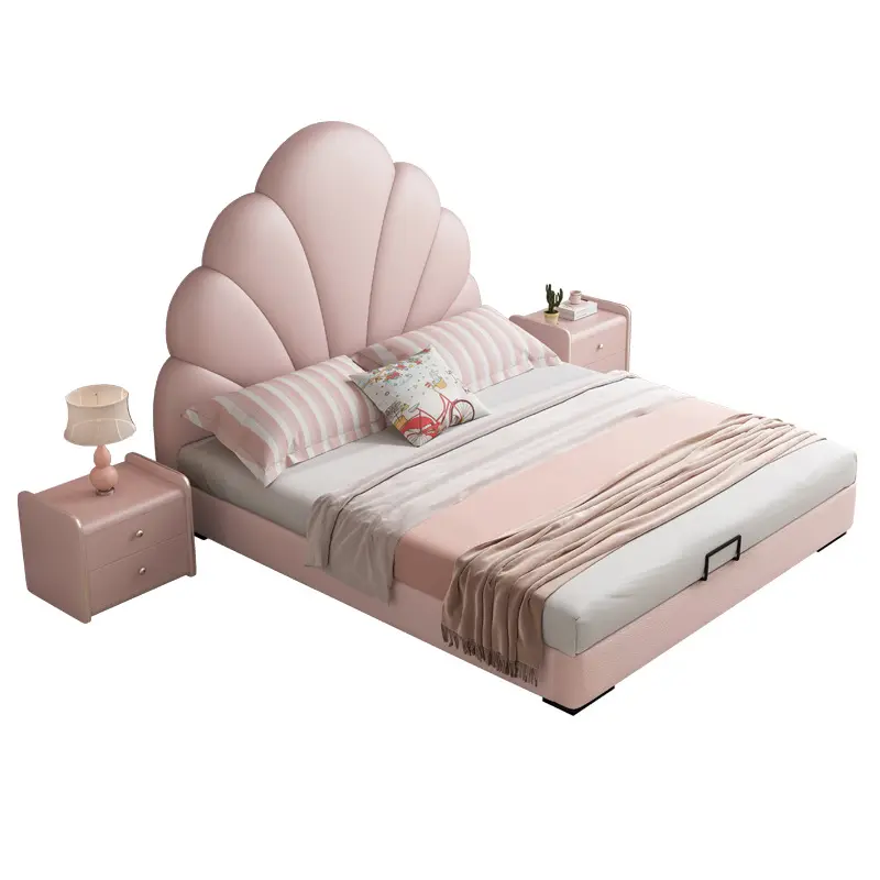 Розовая односпальная кровать в форме ракушки, 1,5 м