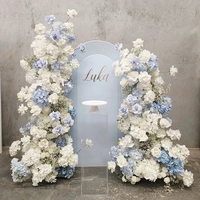 Arreglo Floral Artificial Azul y Blanco para Decoración de Mesa de Boda, Cumpleaños, Pastel, Fondo de Arco