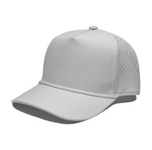 Gorra de béisbol de 5 paneles de poliéster de secado rápido, estilo camionero, con cordón ajustable, malla transpirable perforada y visera de protección solar para exteriores. - Product Image 6