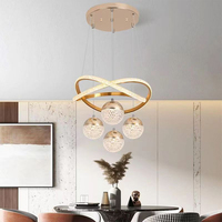 Lustre suspendu en cristal LED moderne pour restaurant de luxe, décoration intérieure, finition dorée, à intensité variable
