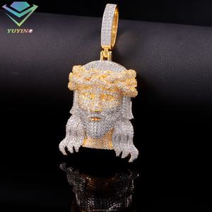 Pendentif en forme de Jésus serti de diamants, en argent 925 avec moissanite, bijoux de mode hip-hop personnalisés pour collier, vente en gros - Product Image 1