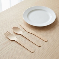 Ensemble de couverts biodégradables jetables écologiques et robustes en bambou pour mariages et grands événements