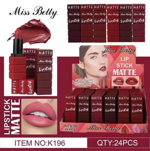 MISS <span class=keywords><strong>BETTY</strong></span> Nuevo Lápiz Labial Mate de Larga Duración a Prueba de Agua en Tubo de Goma, 6 Colores, 24 Piezas - Product Image 2