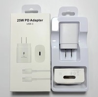 Cargador Rápido de 25W Tipo-C PD 3.0 con Cable para Teléfono Móvil y Reloj Inteligente, Compatible con S26/S25/S24/S23/S22, Enchufes US/EU/UK