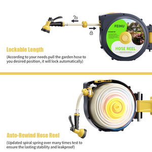 Carrete de manguera retráctil montado en la pared de 1/2 "Manguera de agua de jardín de plástico con longitud de rendimiento de alto costo - Product Image 5