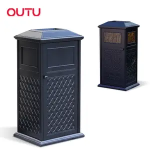 Aluminum steel outdoor recycling metal trash can waste bin for public Commercial use