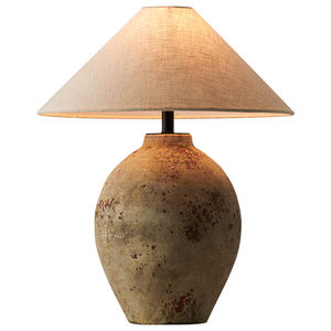 จิอาเย่ หยวนโถว ผู้ผลิตโคมไฟดินเผา โคมไฟตั้งโต๊ะตกแต่งข้างเตียงในห้องนอน สไตล์วบิซาบิ สำหรับโฮมสเตย์ ห้องน้ำชา ห้องนั่งเล่น - Product Image 5