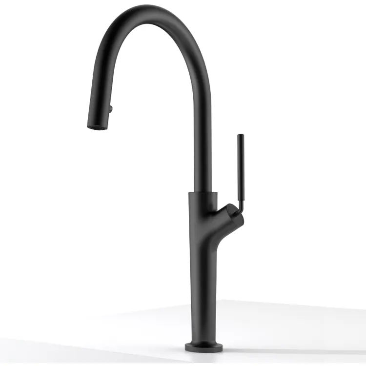 BTO Brass Faucet long neck pull out Deck Mounted Basin Hot Cold Water Kitchen Mixer Black Grey OEM Bathroom faucet Tap