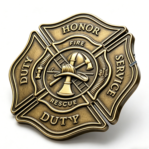 <b>Fire</b> Rescue Love Honor Duty Challenge Coin Zinc Alloy 3D Relief Commemorative Bravest Fireman Souvenir Gift - Product Image 3