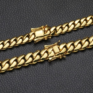 Cadena de Eslabones Cubanos Miami, <span class=keywords><strong>Oro</strong></span> 14K 18K, Latón, Joyería Masculina, Sólida, Gruesa, de Alta Gama, Premium, Gargantilla, Hip Hop, Talla Grande, Pesada - Product Image 5