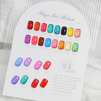 YouGel 24 Couleurs Vernis Gel UV LED pour Salon de Manucure Français, Base Aquatique, Flacon 8ml, Sans CPNP, Logo Artistique, Vernis à Ongles Transparent Ambré