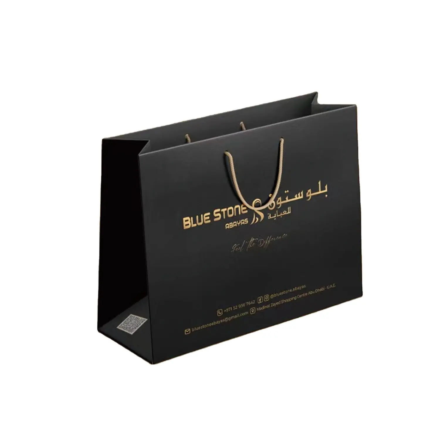 2024 Novo logotipo personalizado KP papel preto fosco embalagem de roupas roupa interior sacola de presente sacola de compras sacola de papel de luxo com alça