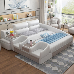 Cama de cuero tamaño King Size con masaje para el hogar, muebles multifunción, tamaño Queen, nuevo diseño - Product Image 4