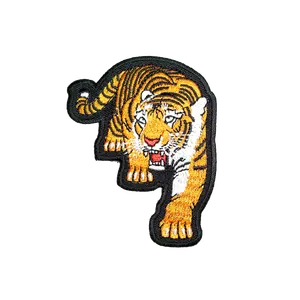 New design custom tiger shape iron on embroidery patch