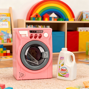 Розовая детская мини-стиральная машина для ролевых игр, имитация бытовой техники, игрушка для сюжетно-ролевых игр - Product Image 3
