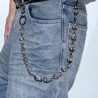 Chaîne de pantalon gothique punk Jeutelis pour homme, pendentif crâne en alliage, chaîne de taille hip-hop, accessoire streetwear pour jean et portefeuille