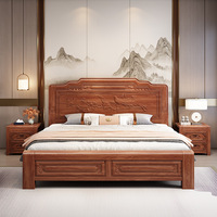 Lit double en bois massif de luxe JY-B045 lit king ou queen size avec rangement, mobilier de chambre à coucher à prix d'usine