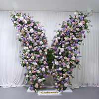 Couture haut de gamme Floral Desig fleur artificielle papillon forme à la main fleur géante toile de fond avec support décoration de mariage