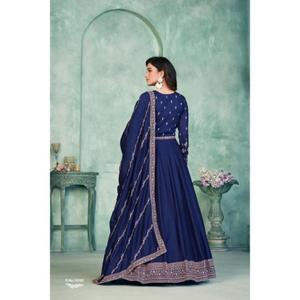 Thrill Vintage indien pakistanais Designer Art robe en soie broderie lourde dentelle séchage rapide Style traditionnel fêtes de mariage - Product Image 3