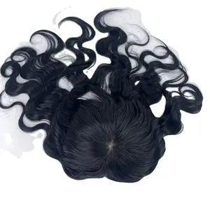 Topper de seda frontal de encaje de cabello humano brasileño Emeda #1 color negro azabache para mujer personalizado