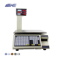 Balance de table numérique pliable SHW-TMF avec écran LCD, précision 10g, impression d'étiquettes, calcul du prix par code-barres