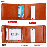 Penjepit Uang Kulit Asli Anti RFID, Dompet Lipat Tipis, Tempat Kartu, Penjepit Uang Kertas untuk Pria