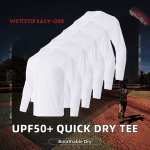 T-shirt de sport respirant à manches longues en polyester 100% couleur unie UPF50+ à séchage rapide pour hommes - Product Image 2