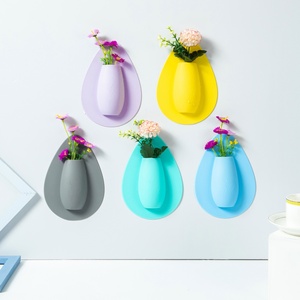 Vase en silicone réutilisable, vase mural pour salle de bain, vase autocollant pour réfrigérateur, vase mural sans perçage, vase décoratif mural en silicone pour fleurs - Product Image 2