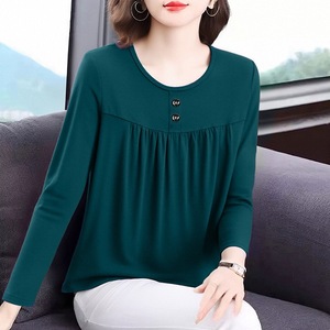 Plus Size Women Long Sleeve T-Shirt Round Neck Dark Green Spring Autumn Base Layer Casual Wear M 5XL - Product Image 1
