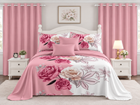 En stock : Ensemble de literie 8 pièces pour chambre à coucher, tailles Queen et King, imprimé, avec drap-housse, drap plat, rideaux et taies d'oreiller