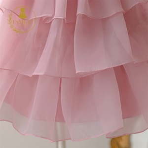 Robe de princesse pour enfant en satin rose avec corsage perlé et jupe à volants superposés, doublure respirante, pour les 4 à 8 ans AL6212 - Product Image 5