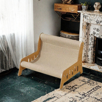 MLJ Maison pour animaux de compagnie en sisal et bois, griffoir pour chat, lit pour chat de grande taille, facile à nettoyer, meuble d'intérieur multifonctionnel