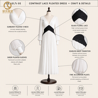 Robes d'église élégantes et tendance pour femmes, col en V, plissées en mousseline, longues, robes de cérémonie pour femmes, vêtements féminins, faible MOQ, OEM, ODM