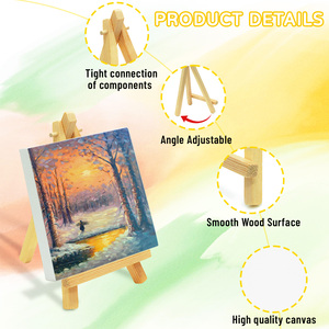 Mini toile bon marché personnalisée en gros avec ensemble <span class=keywords><strong>de</strong></span> <span class=keywords><strong>chevalet</strong></span> pour la peinture d'art chevalets en bois mini toile tendue pour la peinture sur toile - Product Image 3