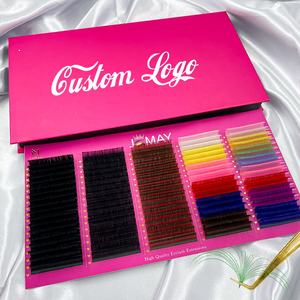 JOMAY, nuevo diseño, venta al por mayor, Etiqueta Privada, holográfico Individual oropel, pestañas de hadas brillantes 0,05 0,07, extensión de pestañas coloridas - Product Image 1