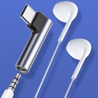 90-Grad-USB-C-auf-3,5-mm-Audio-Adapter |   Rechtwinkliger Typ-C Kopfhörer-Adapter |   Silberfarbe |   Plug & Play