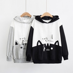 Primavera donna manica lunga <span class=keywords><strong>gatto</strong></span> <span class=keywords><strong>felpa</strong></span> donna Casual gattino <span class=keywords><strong>gatto</strong></span> stampa tasca sottile <span class=keywords><strong>felpa</strong></span> con cappuccio camicetta Top Shirt - Product Image 1