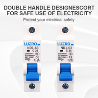 Disjoncteur miniature LUZRO MCB 1P 63A 6kA certifié IEC 60898 pour usage domestique, en cuivre ND1-63 50/60Hz, pour boîte de distribution