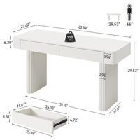 LITTLE TREE Houten Kantoorcomputerbureau met Laden en Opbergruimte 63 Inch Modern Wit Bureau