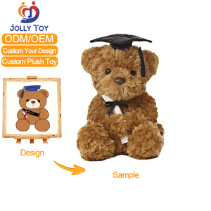 Ours en peluche personnalisé de haute qualité de 30 cm avec <span class=keywords><strong>chapeau</strong></span>, logo d'un collège personnalisé, animal en peluche pour cadeau de remise de diplôme - Product Image 1