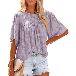 TONGYANG-Blusa de encaje con manga acampanada para verano, camisa de alta calidad con agujeros para mujer, 2022 - Product Image 4