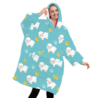 Sweat-shirt couverture en sherpa moelleux surdimensionné d'usine avec poche géante, couverture portable à capuche pour femmes adultes