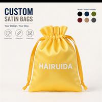 Sac en satin à cordon coulissant avec logo personnalisé, pochette d'emballage cadeau pour bijoux, cosmétiques, sac anti-poussière pour cheveux, sac de luxe pour faveurs de mariage, vente en gros
