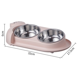 15° Neck Protect Stainless Steel Double Pet Bowl Anti-Tip Slow <b>Feeder</b> <b>Cat</b> Dog Bowl Wholesale Pet Supplies - Product Image 1