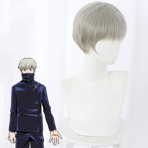Pelucas de Cosplay Ainizi Cortas Grises Sintéticas Resistentes al Calor de <span class=keywords><strong>Inumaki</strong></span> Toge de <span class=keywords><strong>Jujutsu</strong></span> Kaisen para Niños - Product Image 3
