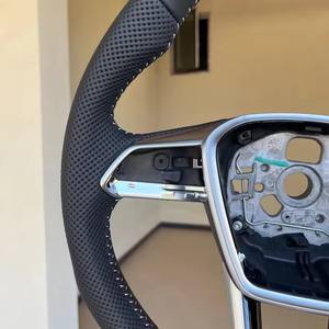 Orientamento a fondo piatto traforato in pelle per <span class=keywords><strong>Audi</strong></span> A6 A7 C8 2019-aggiornamento 2024 S6 S7 RS 6 RS 7 volante quadrato sportivo - Product Image 3