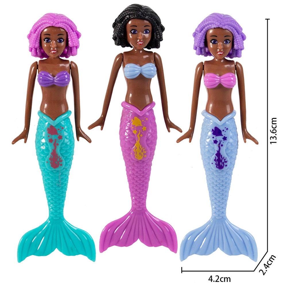 Sirène à poils courts et peau noire 3pcs