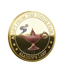 Wholesale Custom Metal Commemorative Coins China Custom Zinc Alloy Die Cast Cartoon Metal Challenge Coins Aladdin's Lamp
