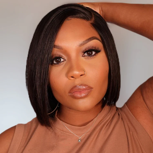 Aliexpress Shopping en ligne : Perruque en dentelle sans colle, prête à porter, avec closure 4x4 ou 5x5, coupe courte et droite, cheveux humains naturels - Product Image 4